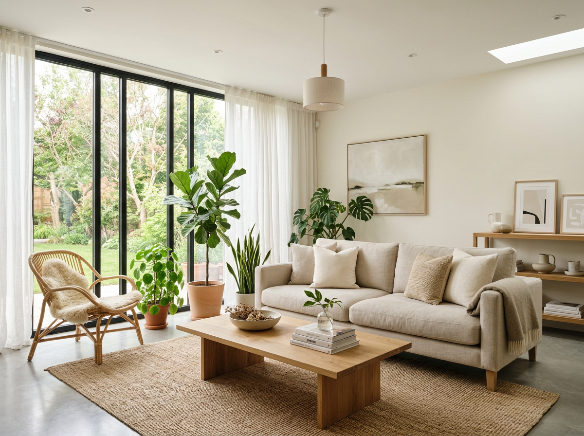 Bright modern living room interior